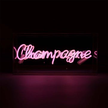 Neon Box Champagne Glass Sign H38 x W19cm, Pink