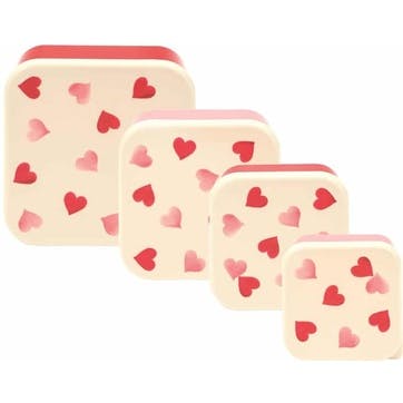 Pink Hearts Set 4 Snack Tubs