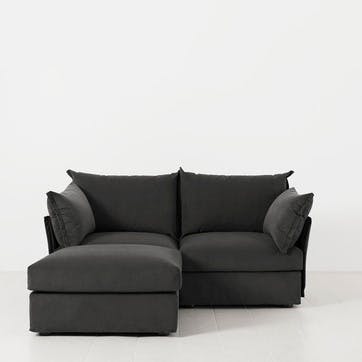 Model 06 Velvet 2 Seater Sofa With Chaise, Charcoal