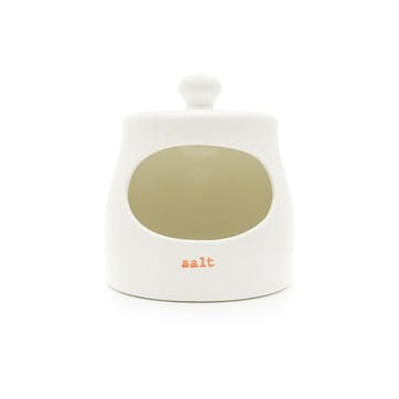 Word 'Salt' Salt Pig, Cream/Orange