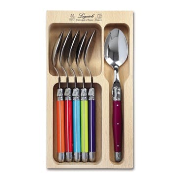 Dessert Spoon Set, Multicoloured Handle, Set of 6