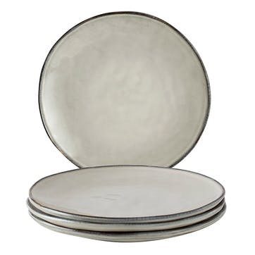 Organic Set of 4 Plates D26.5cm, Cream