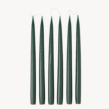 Set of 6 Tapered Dinner Candles H35cm, Forest Green
