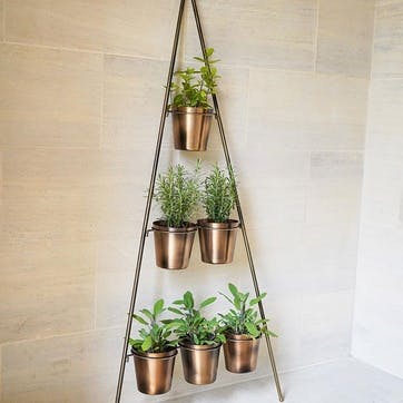 Outdoor Wall Plant Stand with Planters H128 x W51cm, Gold