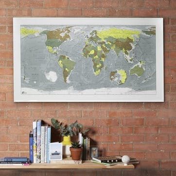 Framed world map, H72 x W130 x D3.5 cm, The Future Mapping Company, World Maps, Multi
