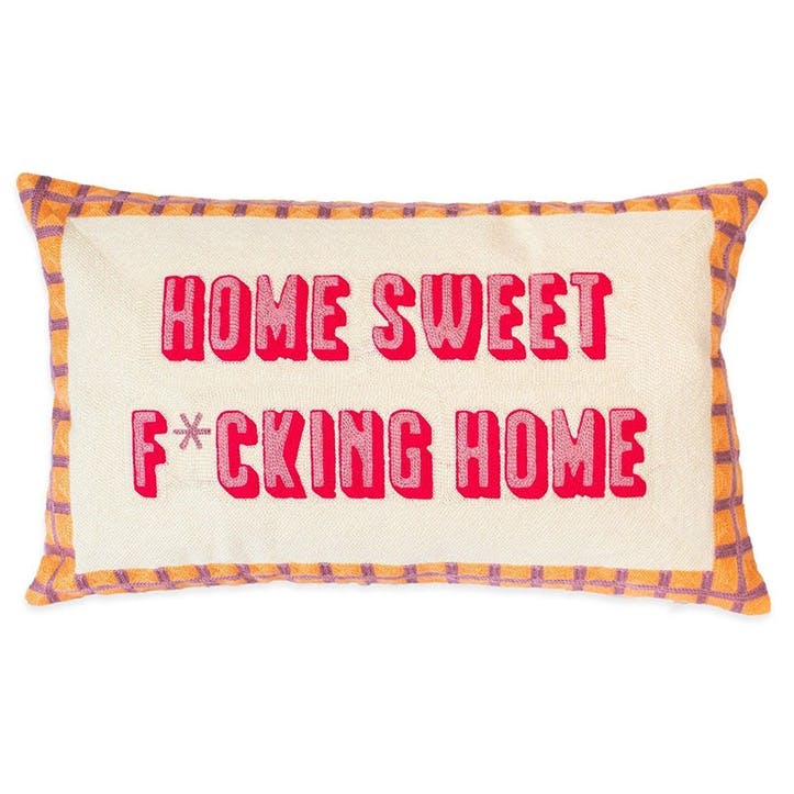 Home Sweet Home Cushion 30cm x 50cm, Pink/White