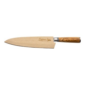 Katana Saya Olive Wood Gyuto Knife 20cm Damascus Blade,