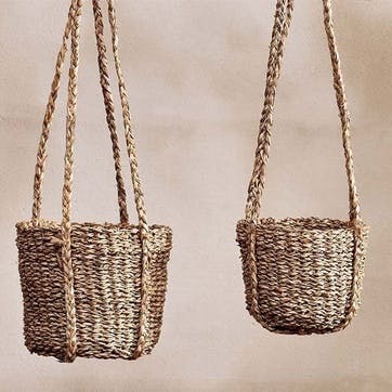 Sangdi Seagrass Hanging Planter, Large, Natural