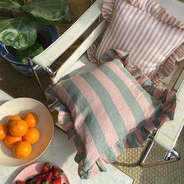 Wide Stripe Cushion Cover 45cm x 45cm, Blush & Sage