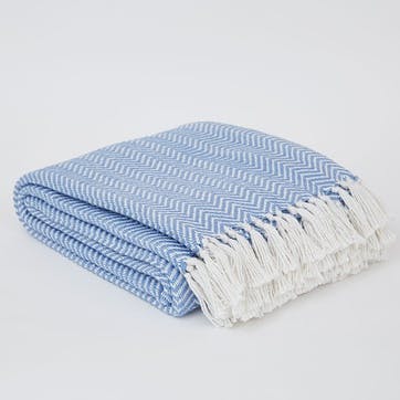 Herringbone Blanket 250cm x 130cm, Cobalt