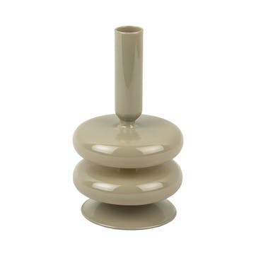 Sparkle Double Ring Candle Holder H17cm, Greyed Jade