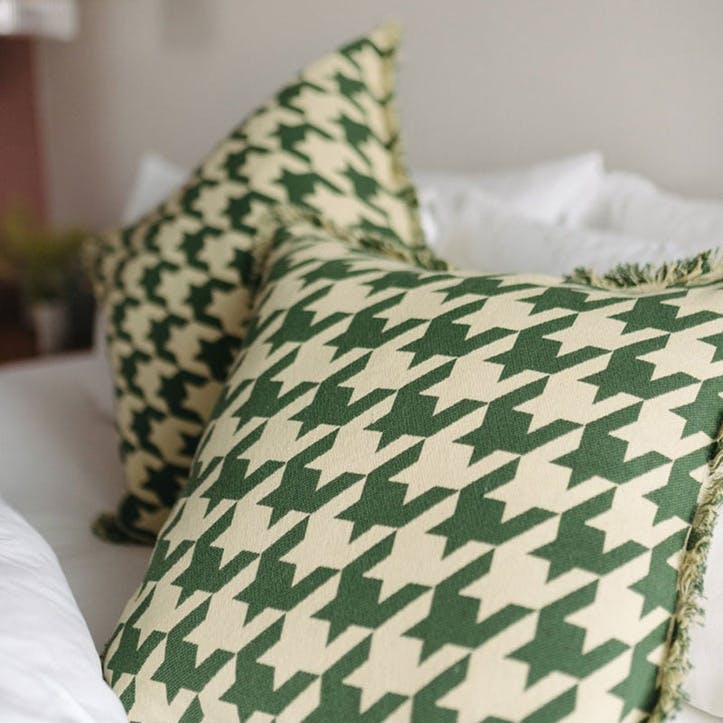Houndstooth Cushion Cover 50 x 50cm, Green