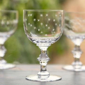 Stars Set of 4 Patterned Crystal Wine Goblets 250ml, Clear