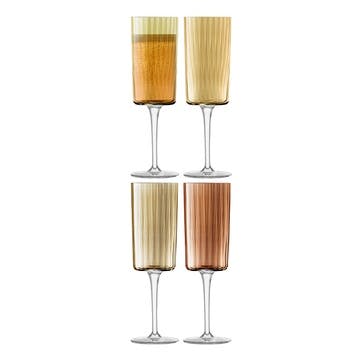 Gems Set of 4 Champagne Flutes 210ml, Amber