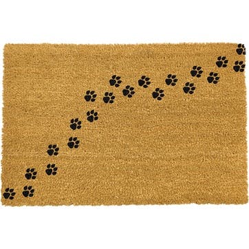 Paw Print Doormat 60 x 40cm, Natural & Black