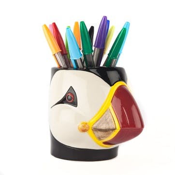 Puffin Pencil Pot H12cm Black/Yellow