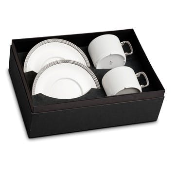 Soie Tressée Teacup & Saucer, Set of 2, Platinum