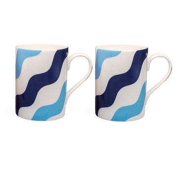 Set of 2 Mugs, H10cm, Casacarta, Scallop Collection, Mixed Blue
