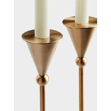 Bruyere Set of Two Large Candle Holders, Brushed Brass