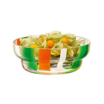 Folk Bowl D15cm, Green/Orange/White