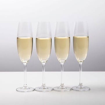 Julie Set of 4 Flute Glasses 227ml, Clear