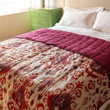 Ikat Double Bedspread, Red