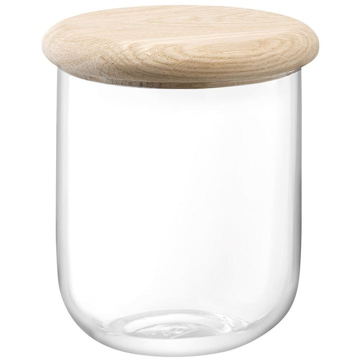 Dine Storage Jar with Oak Lid H28cm, Clear