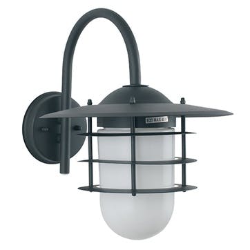 Hanging Outdoor Wall Light; Grey & Glass
