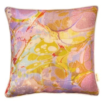 Marbled Linen Cushion, 50 x 50cm, Lavender Tapestry