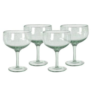 Bubble Set of 4 Coupe Glasses, Green