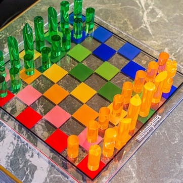 Rainbow Chess Set  L35.6 x W35.6cm, Multi