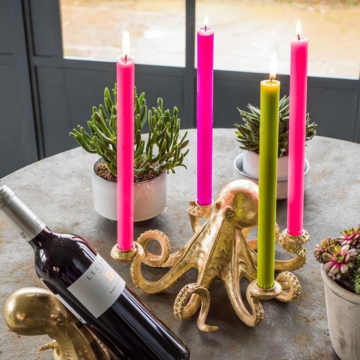 Octopus Candlestick, Gold