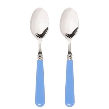 Set of 2 Dessert Spoons, Sky Blue