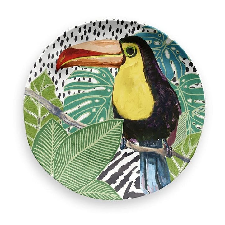 'Lush Jungle' Toucan Melamine Side Plate, 21cm
