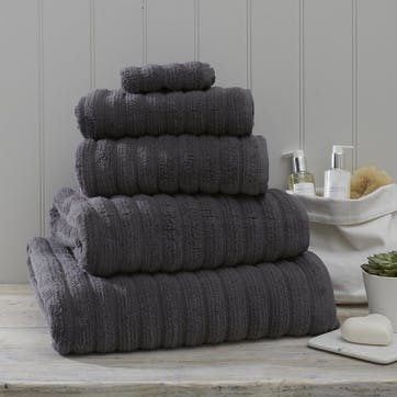 Hydrocotton Ribbed Towel, Hand Towel, Slate