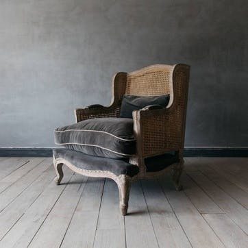 Caden Cane Grey Velvet Armchair