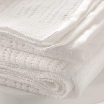 Cellular Satin Blanket, Cot Size, White