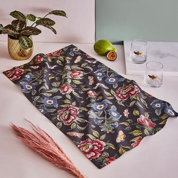 Tea Towel Black, Floral