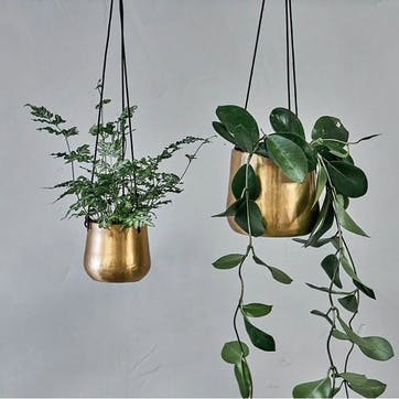 Atsu Brass Hanging Planter Small
