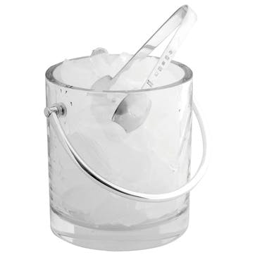 Crystal Ice Bucket & Sterling Silver Tongs Set