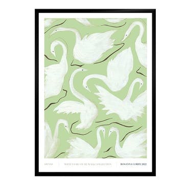 Swans Recycled Paper Print A3, Green