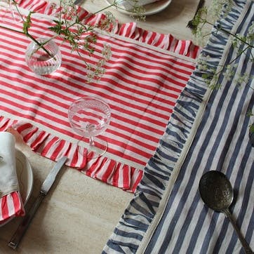 Candy Stripe Table Runner 230 x 45cm, Cherry Red