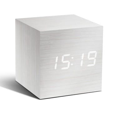 Cube Click Clock White/ White LED, 6.8cm