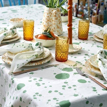 Splatter Tablecloth W165 x L270cm, Smoke Green