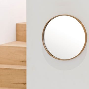 Round wall mirror, Dia31cm, Wireworks, Glance -310, natural oak