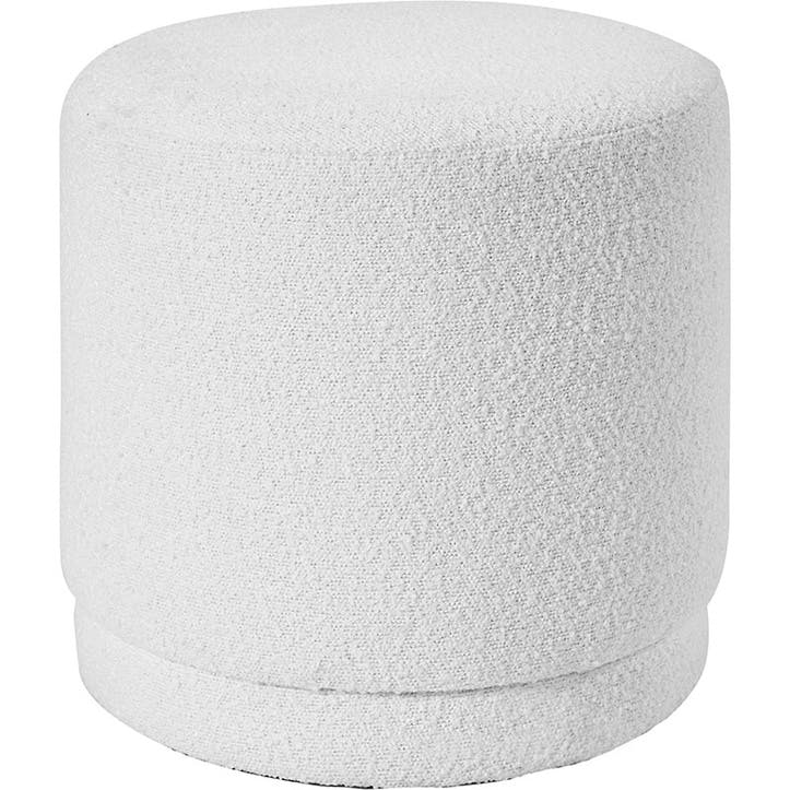 Sassari Bouclé Pouffe D43cm, White