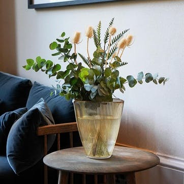 Ribbed Vase H24.5cm, Amber