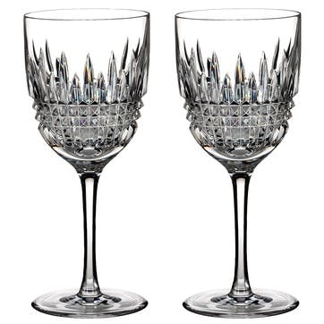 Pair of red wine glasses, Waterford Crystal, Lismore Diamond