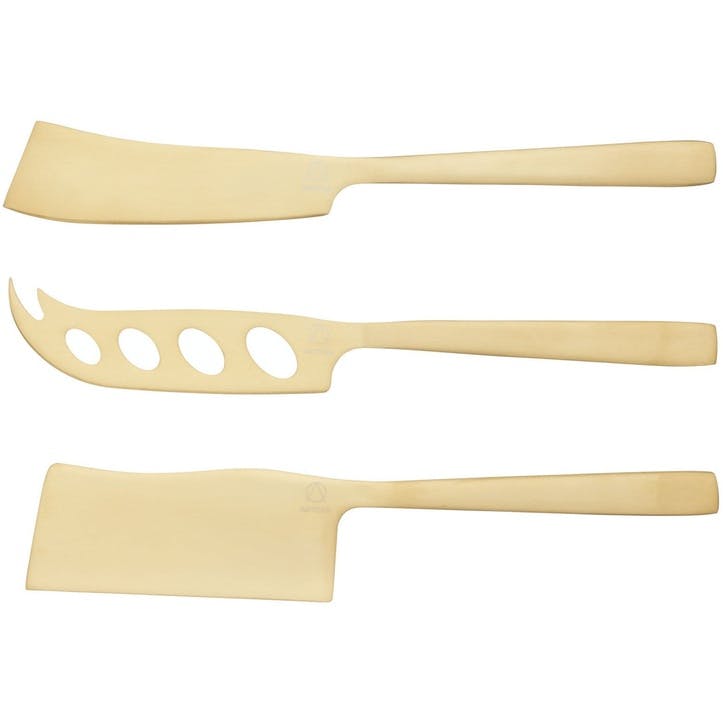 Brass Finish Cheese Knives, Set of 3