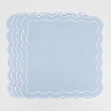 Bella Set of 4 Napkins, L40 x W40cm, Blue &  White